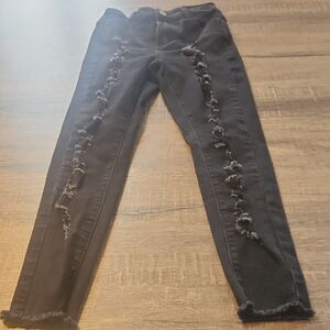 Black Distressed Boy's Jeans